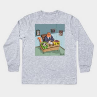 Kitty business man IN and OUT box Kids Long Sleeve T-Shirt